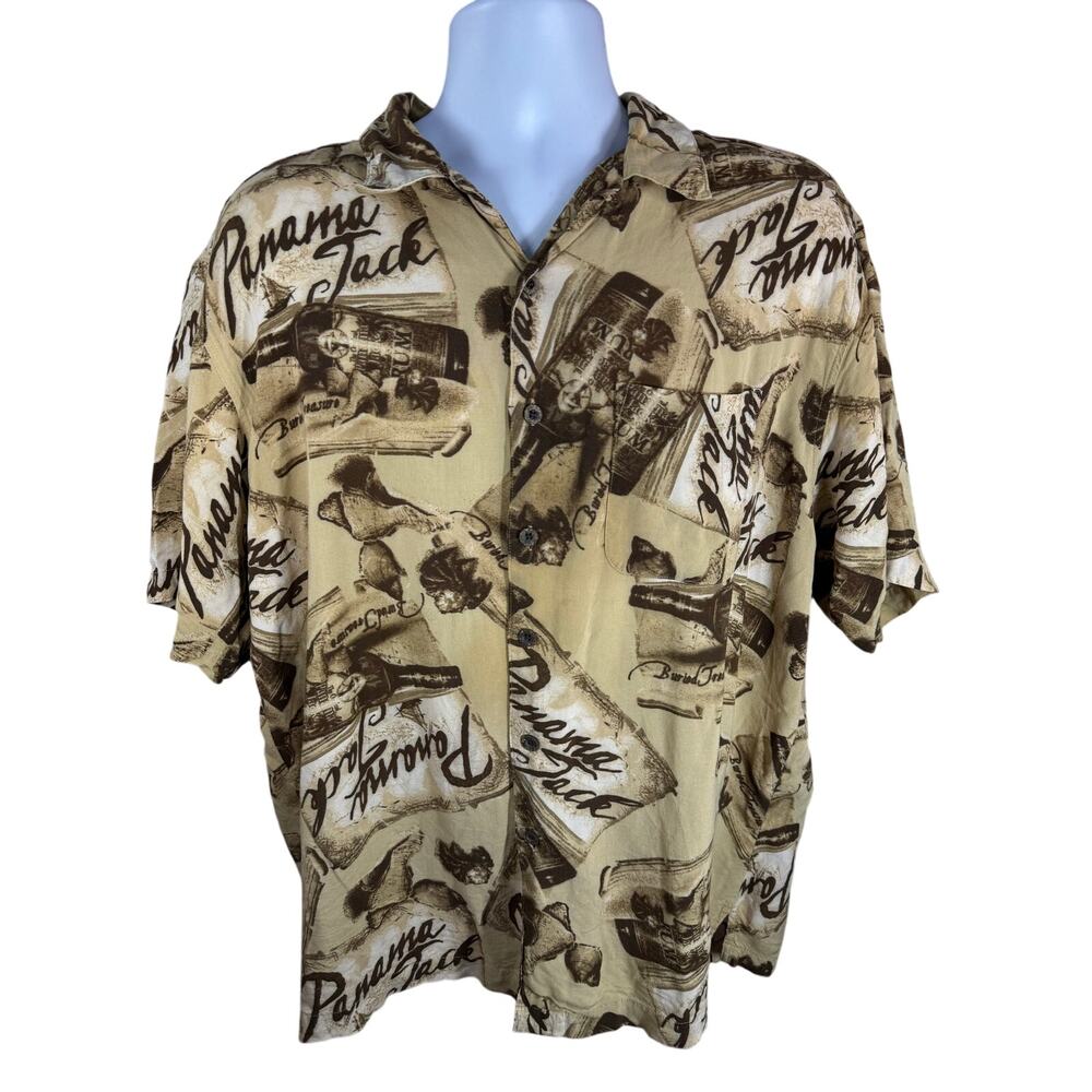 Panama Jack Brown Rum Buried Treasure Hawaiian Aloha Shirt XL